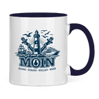 Keramik-Tasse zweifarbig  "MOIN Leuchtturm" #499
