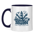 Keramik-Tasse zweifarbig  "MOIN Leuchtturm" #499