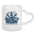 Keramik-Tasse mit Herzhenkel   "MOIN Leuchtturm" #499