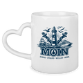 Keramik-Tasse mit Herzhenkel   "MOIN Leuchtturm" #499