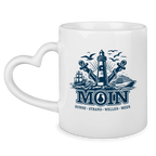 Keramik-Tasse mit Herzhenkel   "MOIN Leuchtturm" #499