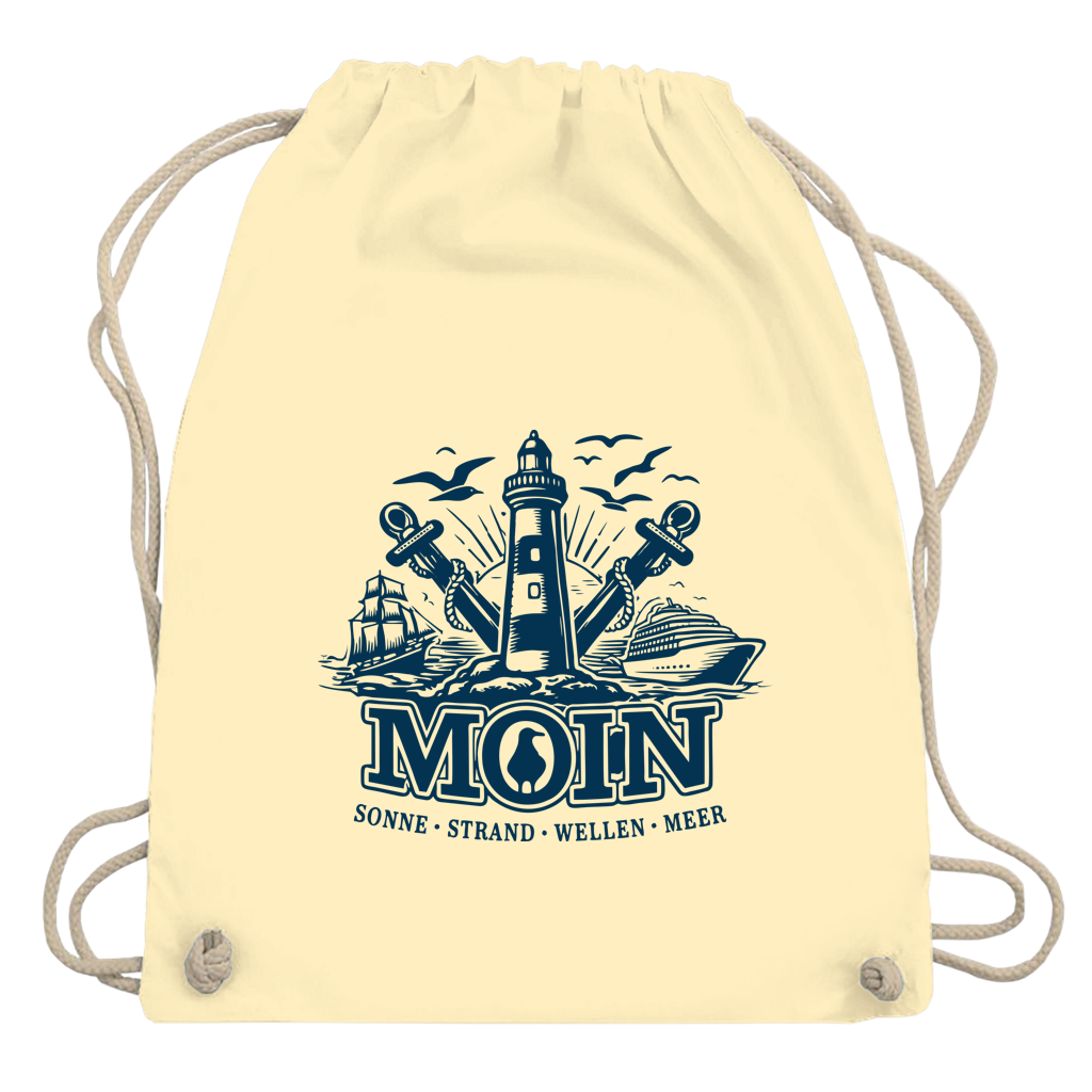 Kordelrucksack   "MOIN Leuchtturm" #499