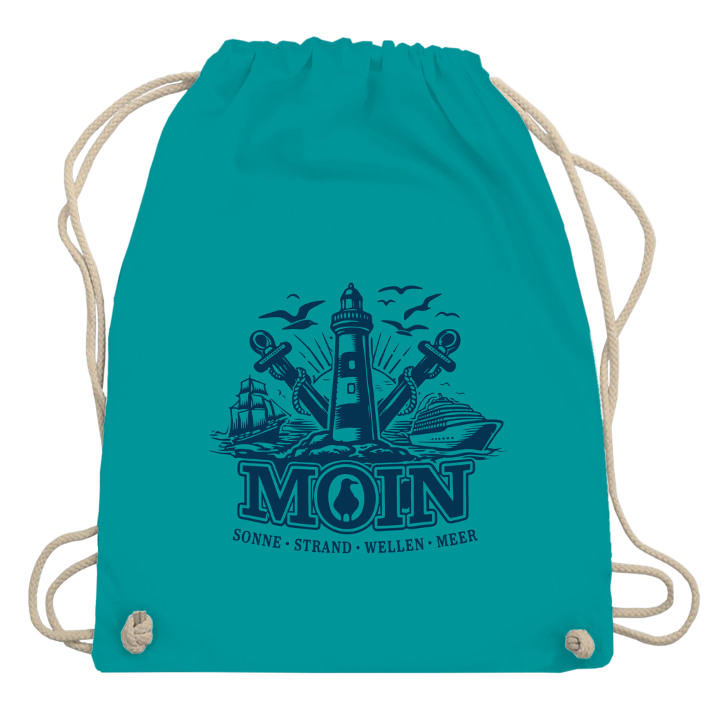 Kordelrucksack   "MOIN Leuchtturm" #499