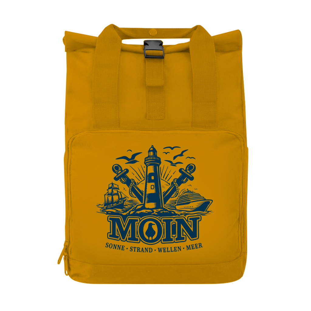 Rucksack mit Seitentasche   "MOIN Leuchtturm" #499 Gr. S