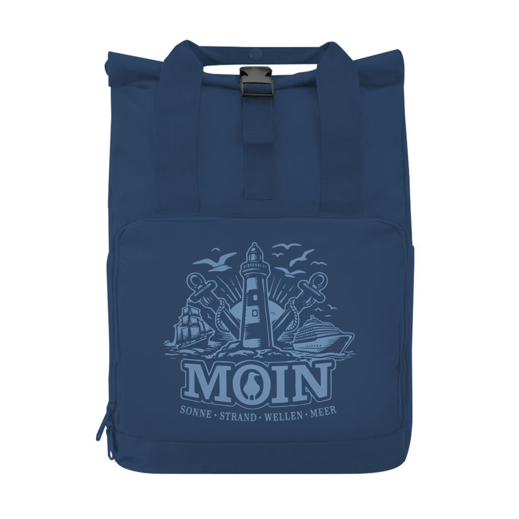 Rucksack mit Seitentasche   "MOIN Leuchtturm" #499 Gr. S
