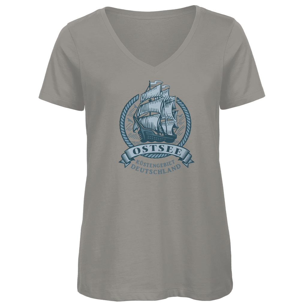 T-Shirt Damen V-Neck  "Ostsee Segelschiff" #462