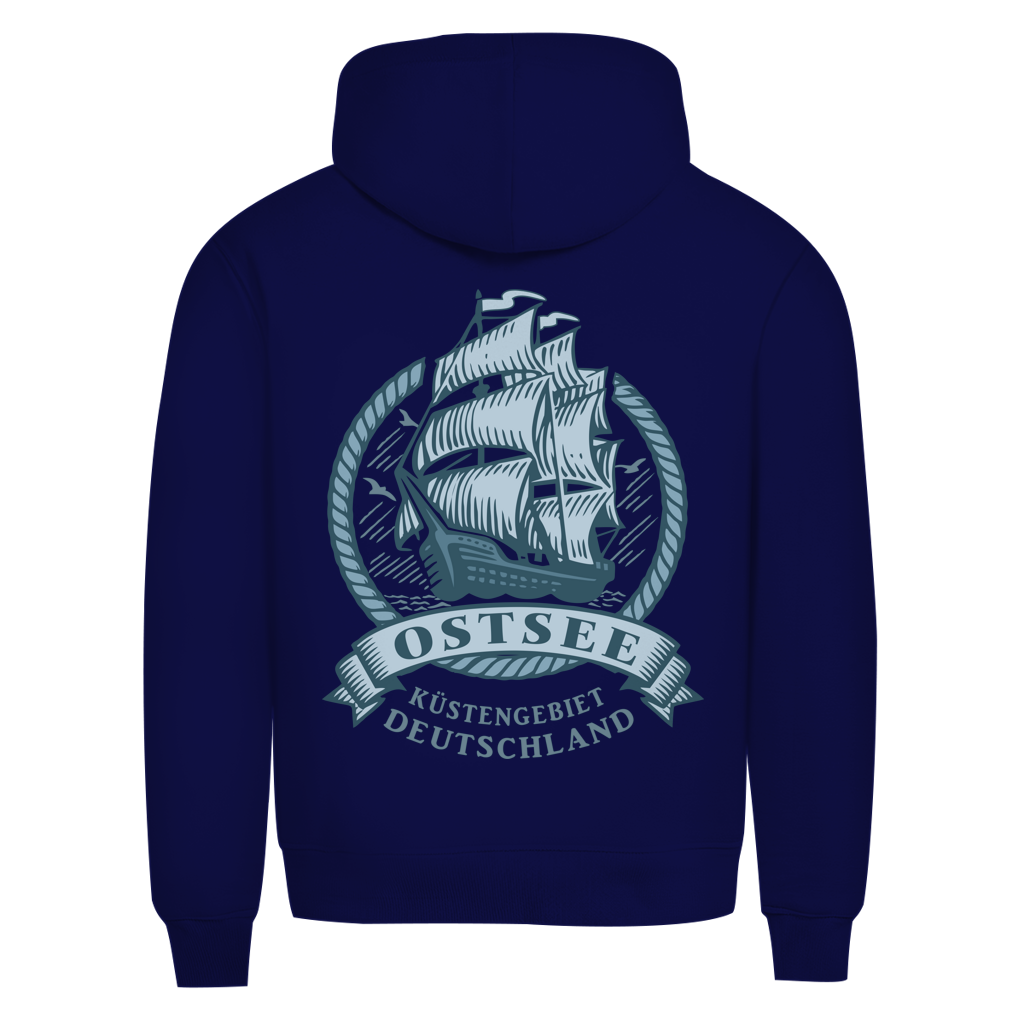 Hoodie Herren  "Ostsee Segelschiff" #462 - beidseitiger Druck