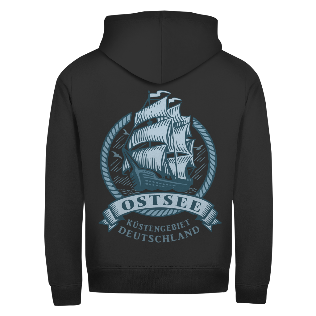 Hoodie-Jacke  "Ostsee Segelschiff" #462 - beidseitiger Druck