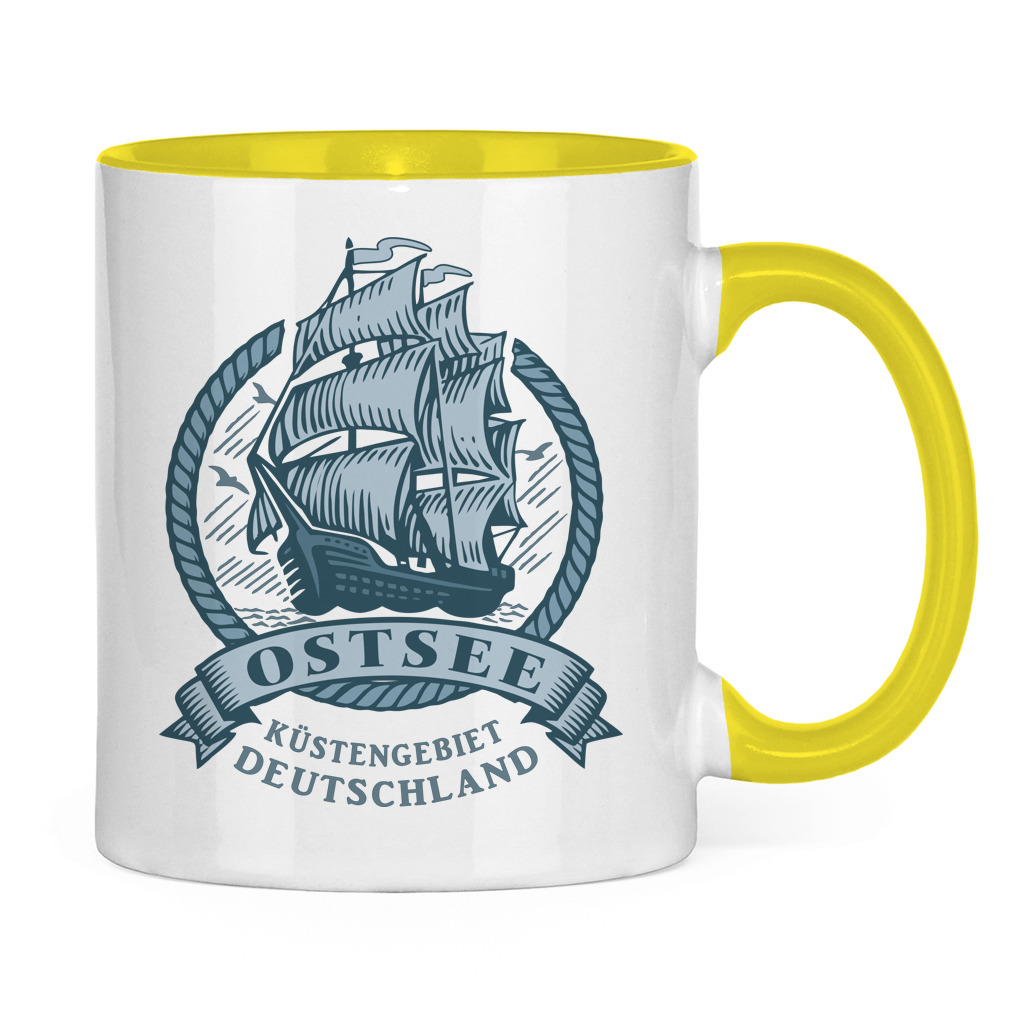 Keramik-Tasse zweifarbig  "Ostsee Segelschiff" #462