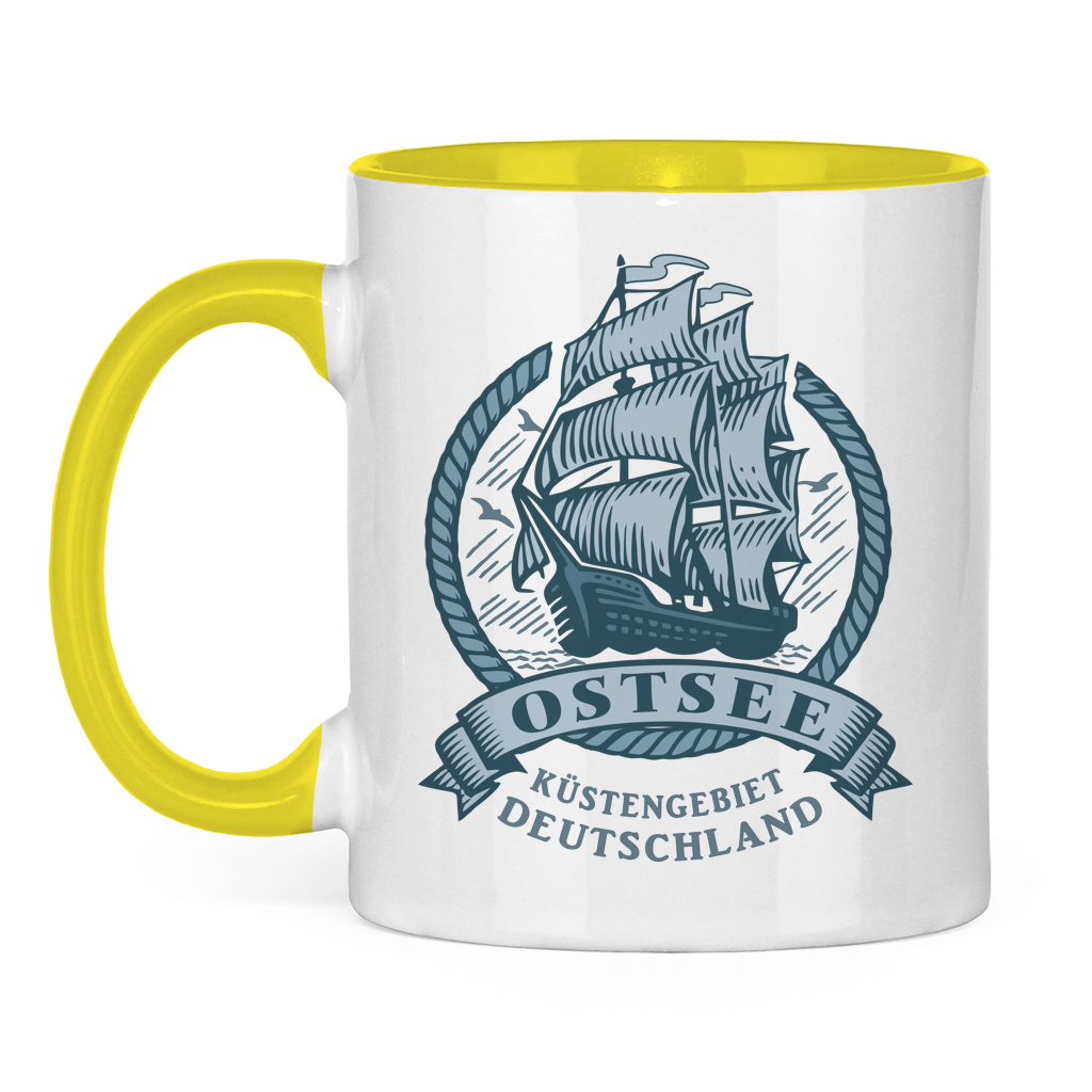 Keramik-Tasse zweifarbig  "Ostsee Segelschiff" #462