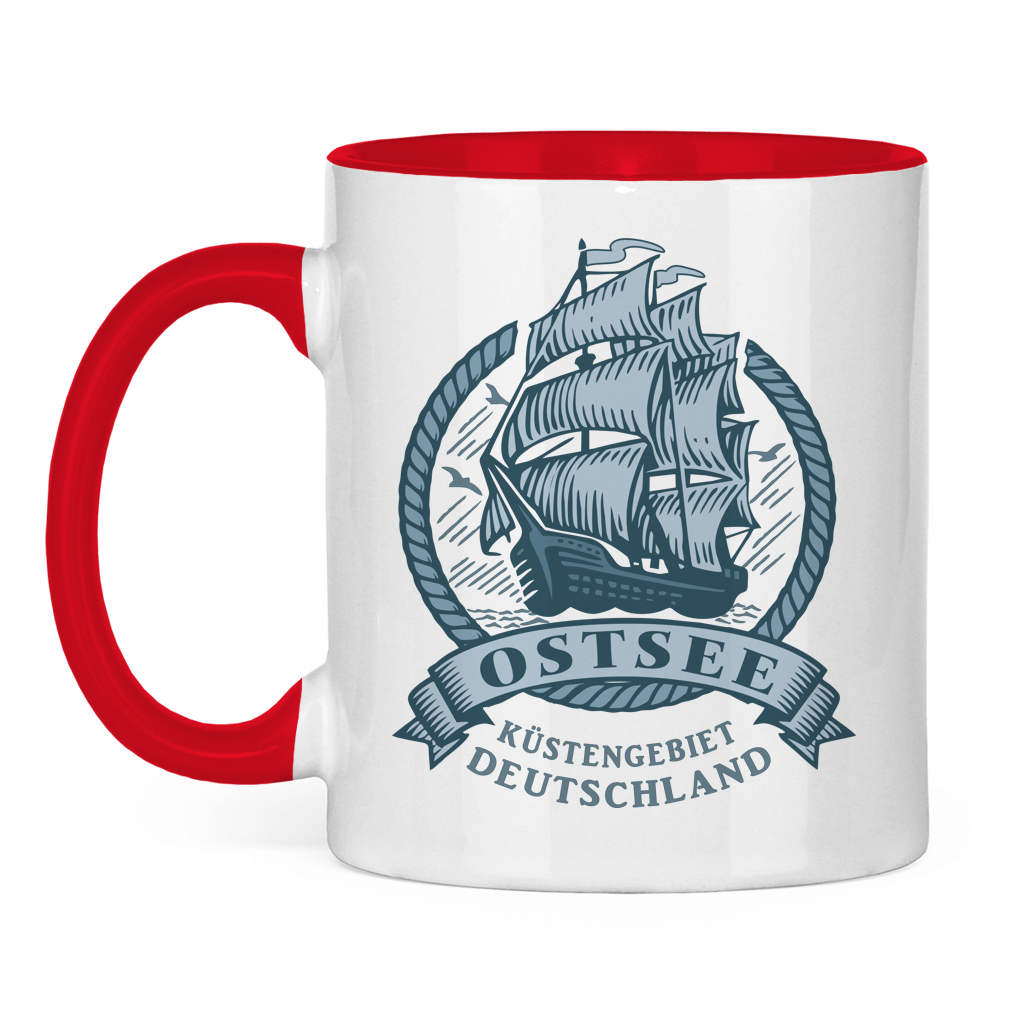 Keramik-Tasse zweifarbig  "Ostsee Segelschiff" #462