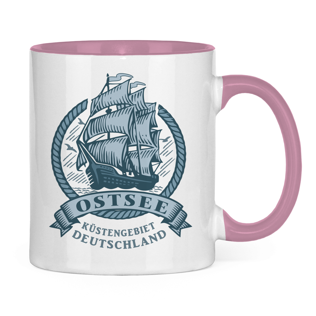 Keramik-Tasse zweifarbig  "Ostsee Segelschiff" #462