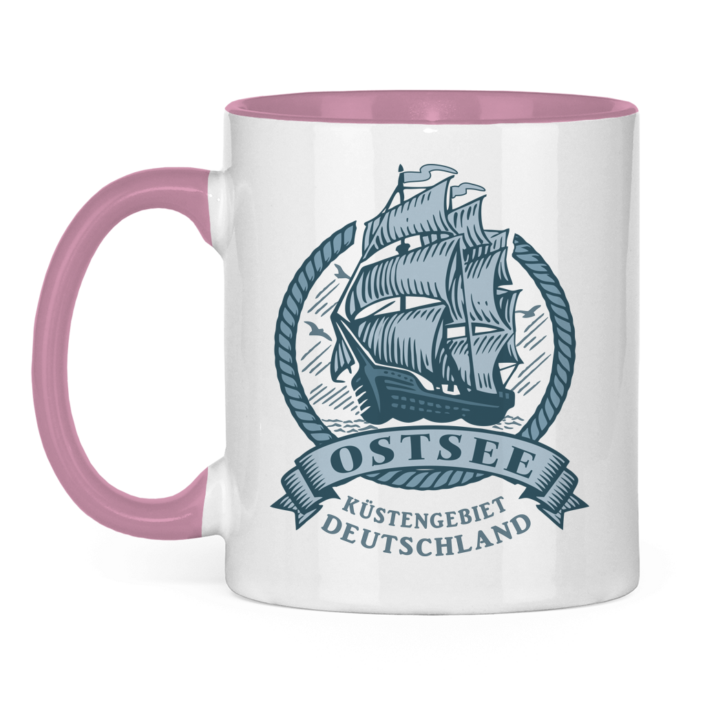 Keramik-Tasse zweifarbig  "Ostsee Segelschiff" #462
