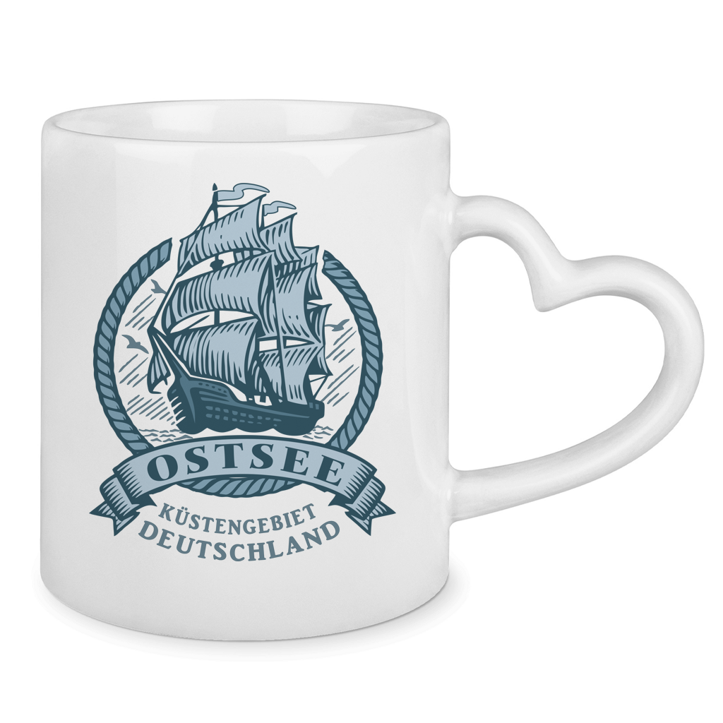 Keramik-Tasse mit Herzhenkel   "Ostsee Segelschiff" #462