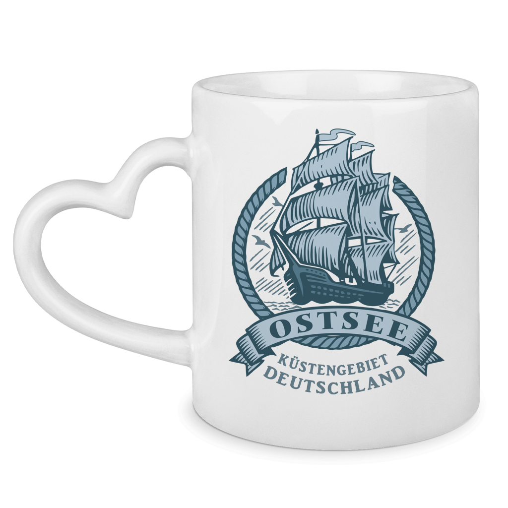 Keramik-Tasse mit Herzhenkel   "Ostsee Segelschiff" #462