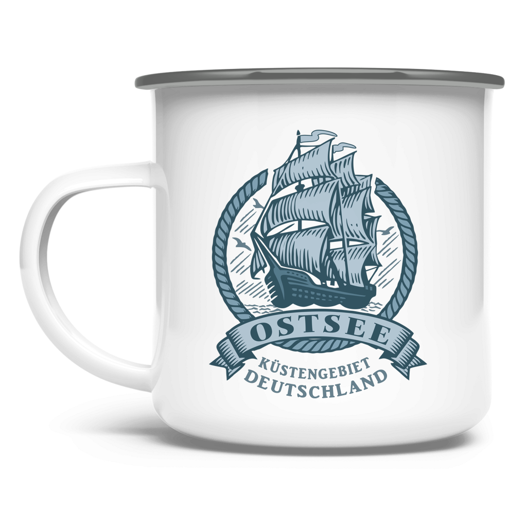 Emaille Tasse   "Ostsee Segelschiff" #462