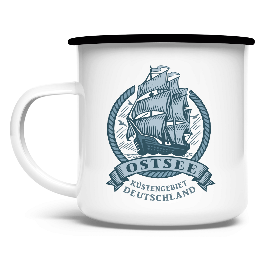 Emaille Tasse   "Ostsee Segelschiff" #462