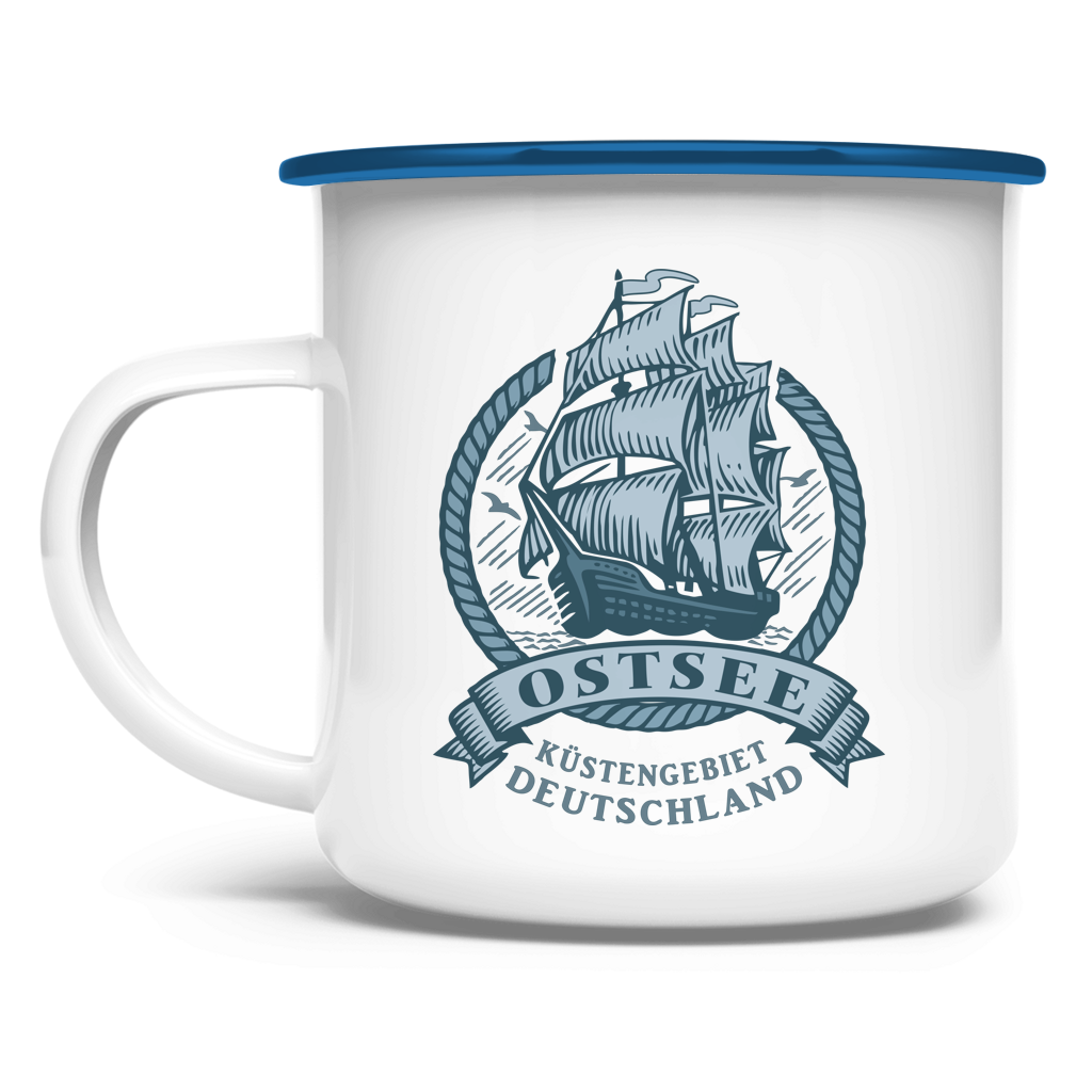 Emaille Tasse   "Ostsee Segelschiff" #462