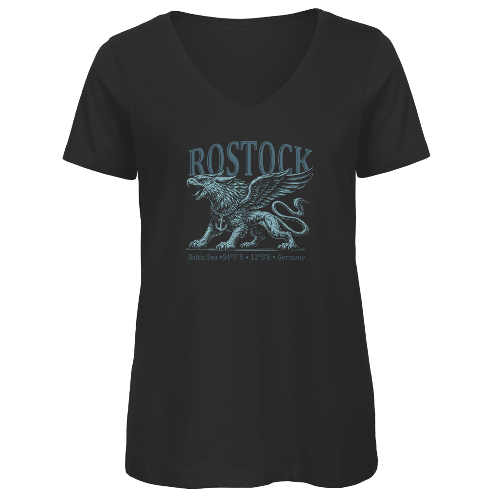 T-Shirt Damen V-Neck   "Rostock-Greif" #562