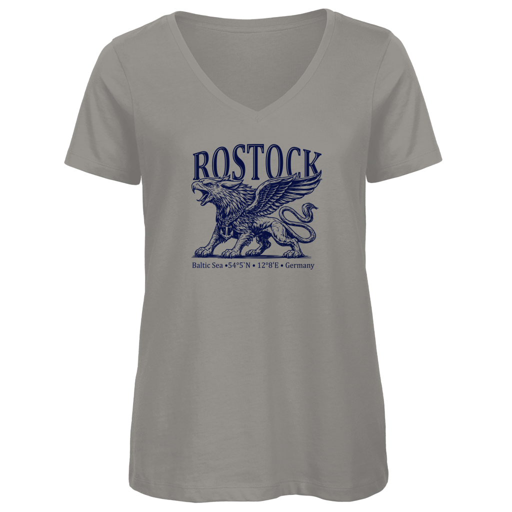 T-Shirt Damen V-Neck   "Rostock-Greif" #562