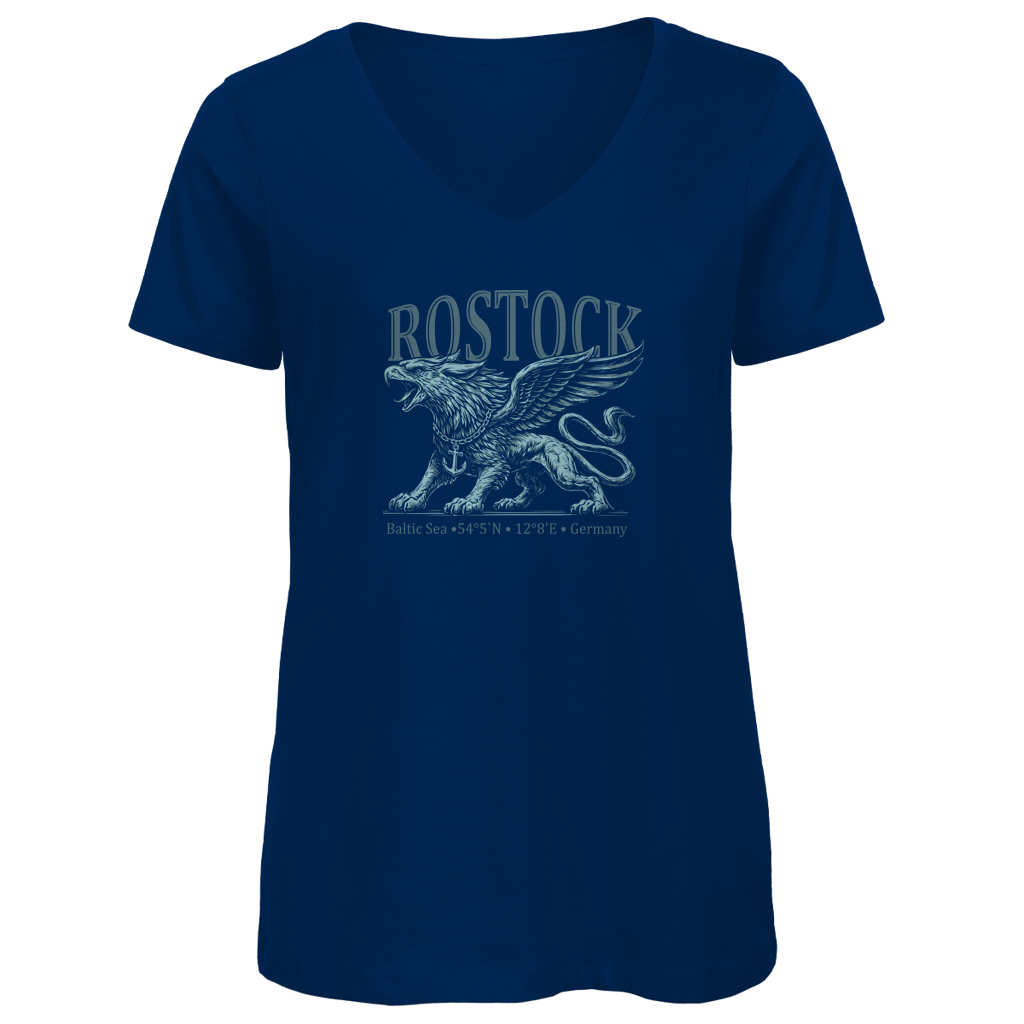 T-Shirt Damen V-Neck   "Rostock-Greif" #562