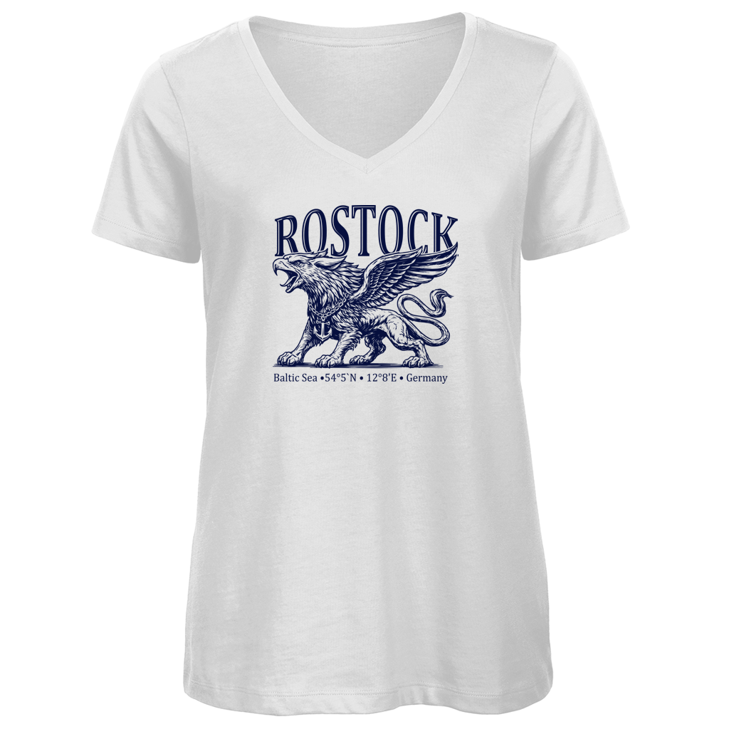 T-Shirt Damen V-Neck   "Rostock-Greif" #562