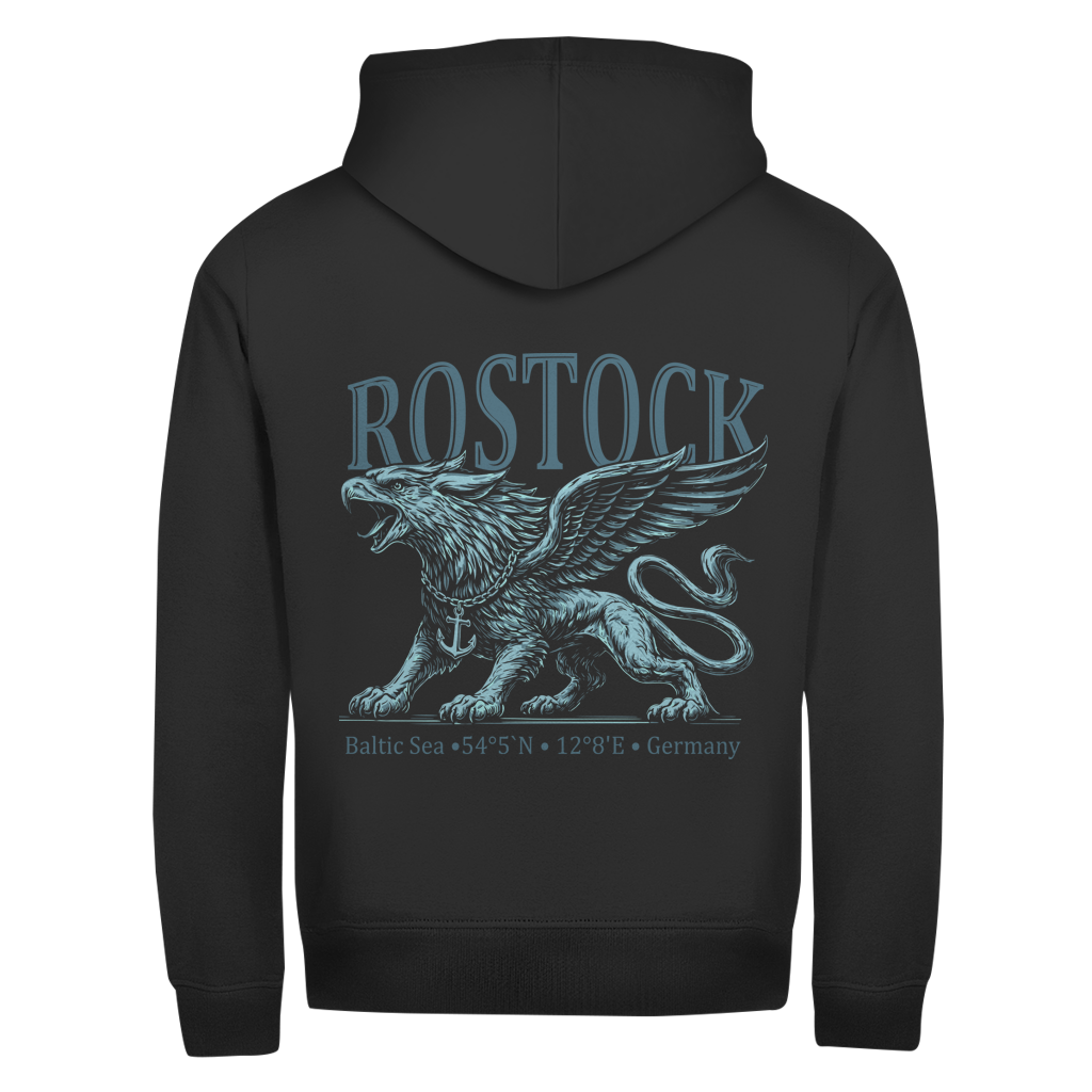 Hoodie-Jacke   "Rostock-Greif" #562 - beidseitiger Druck