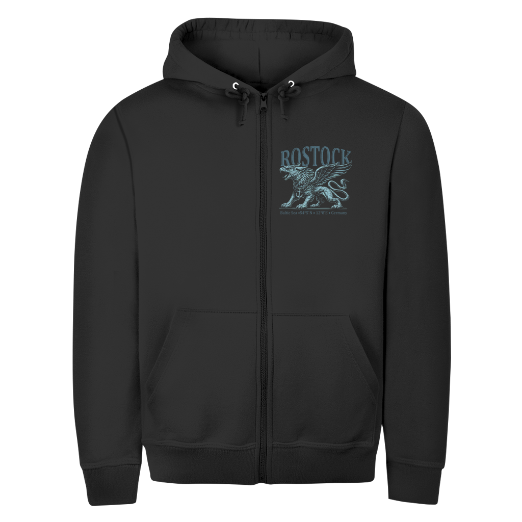 Hoodie-Jacke   "Rostock-Greif" #562 - beidseitiger Druck