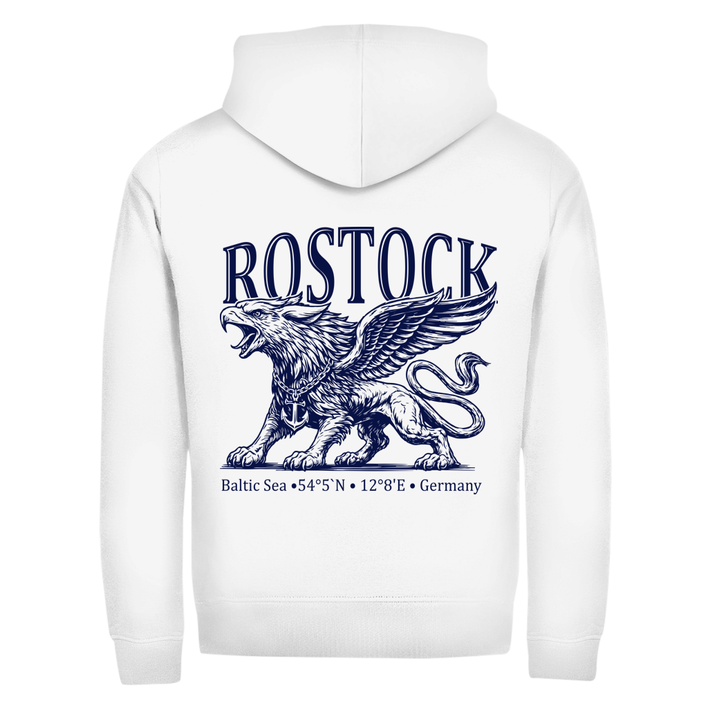 Hoodie-Jacke   "Rostock-Greif" #562 - beidseitiger Druck