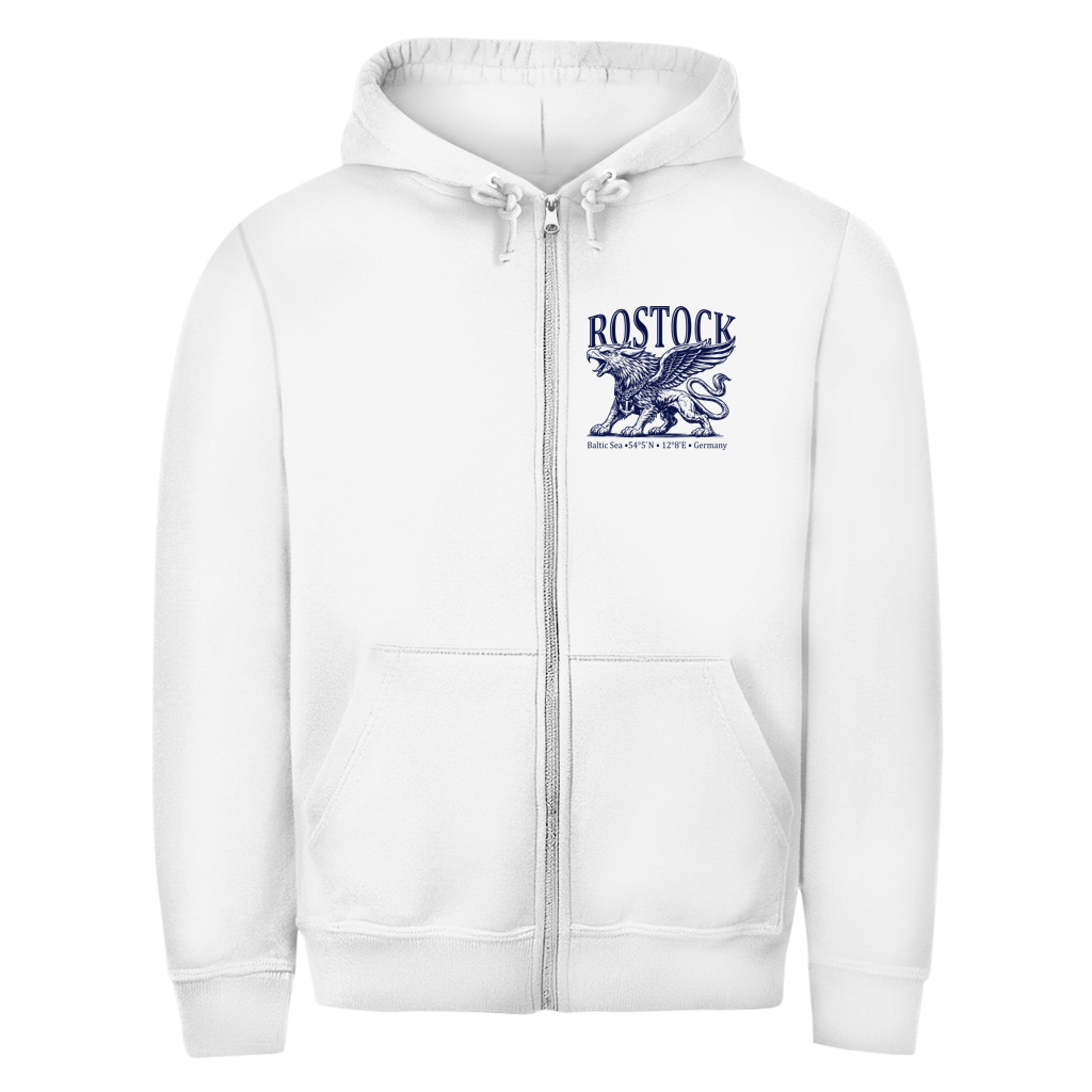 Hoodie-Jacke   "Rostock-Greif" #562 - beidseitiger Druck