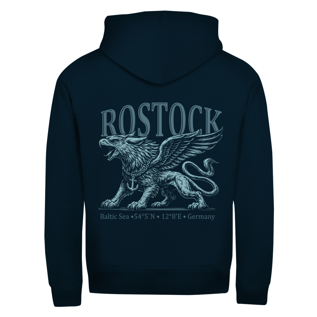 Hoodie-Jacke   "Rostock-Greif" #562 - beidseitiger Druck