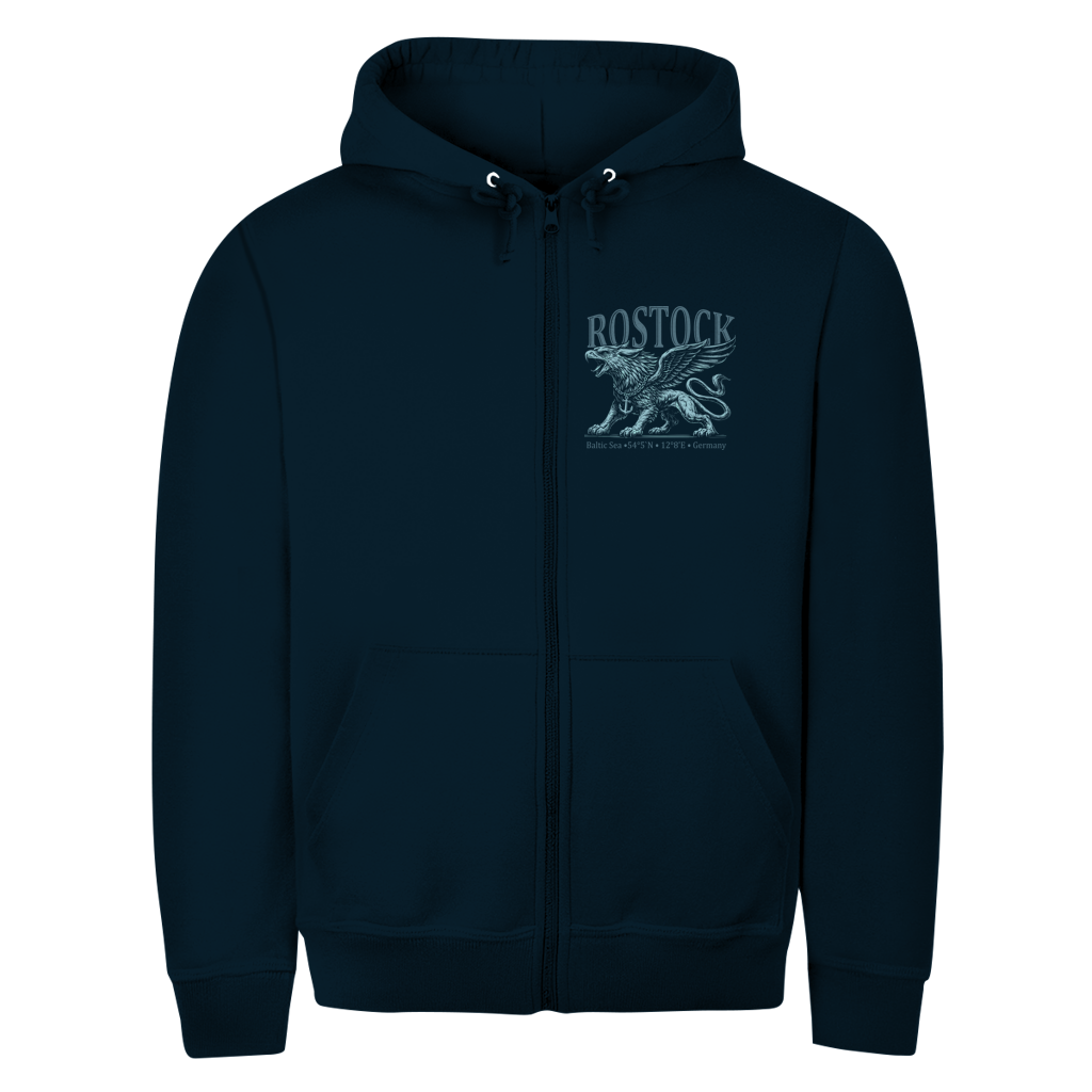 Hoodie-Jacke   "Rostock-Greif" #562 - beidseitiger Druck