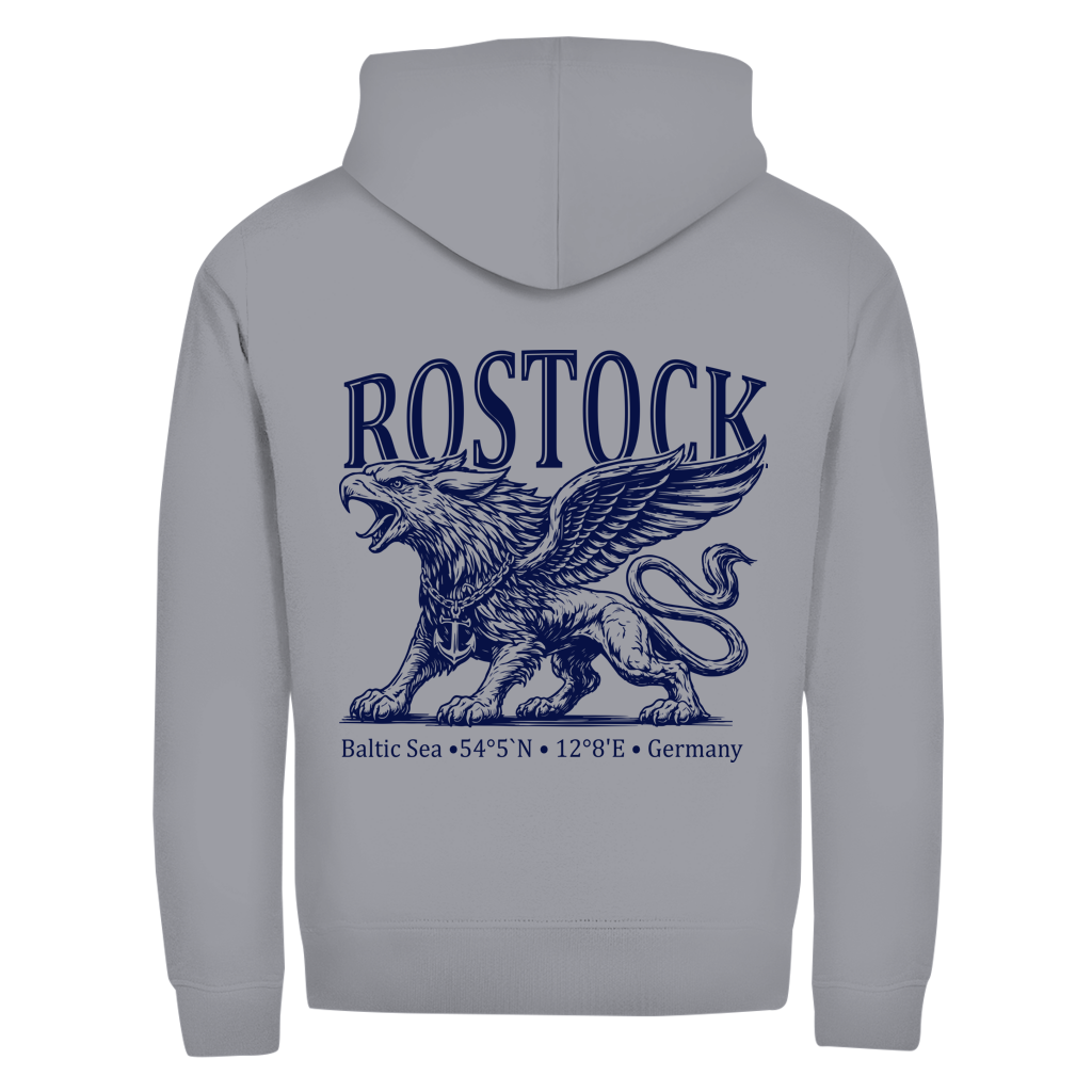 Hoodie-Jacke   "Rostock-Greif" #562 - beidseitiger Druck