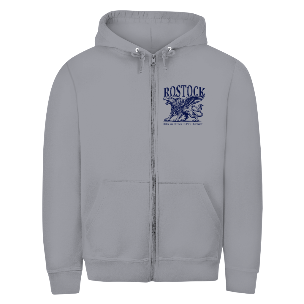 Hoodie-Jacke   "Rostock-Greif" #562 - beidseitiger Druck
