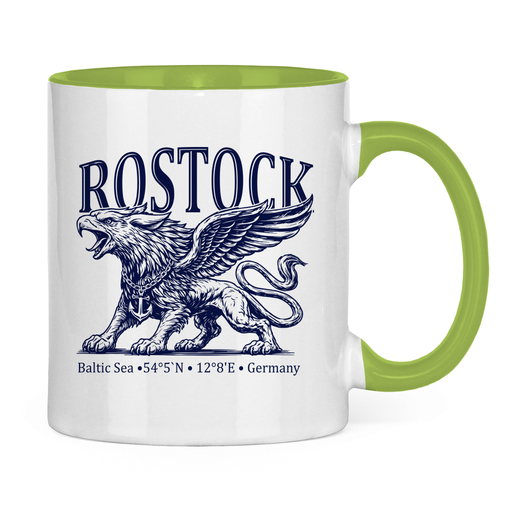 Keramik-Tasse zweifarbig  "Rostock-Greif" #562