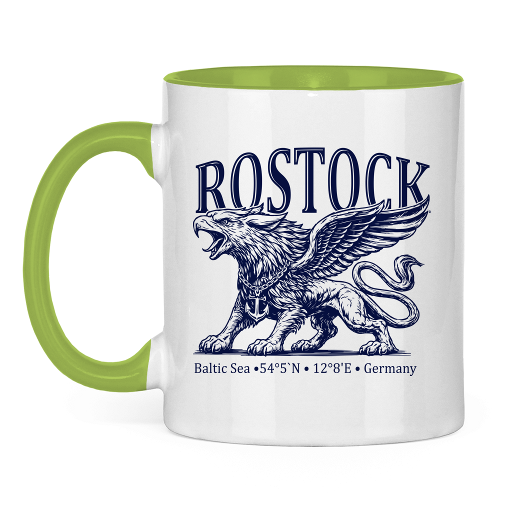 Keramik-Tasse zweifarbig  "Rostock-Greif" #562