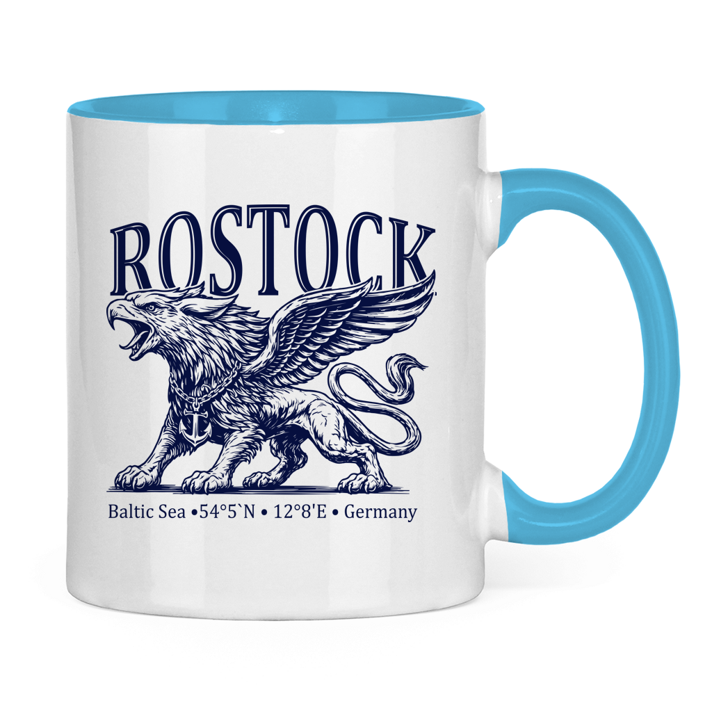 Keramik-Tasse zweifarbig  "Rostock-Greif" #562