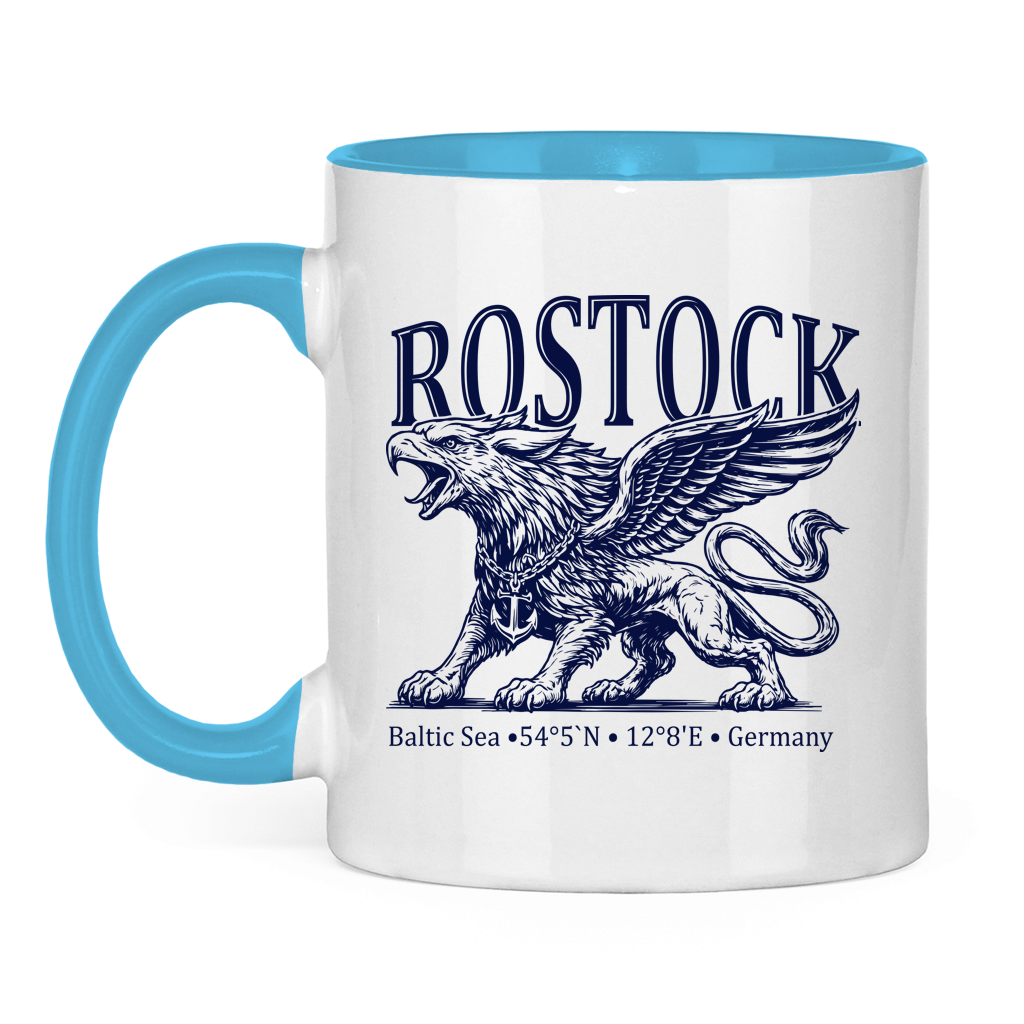 Keramik-Tasse zweifarbig  "Rostock-Greif" #562