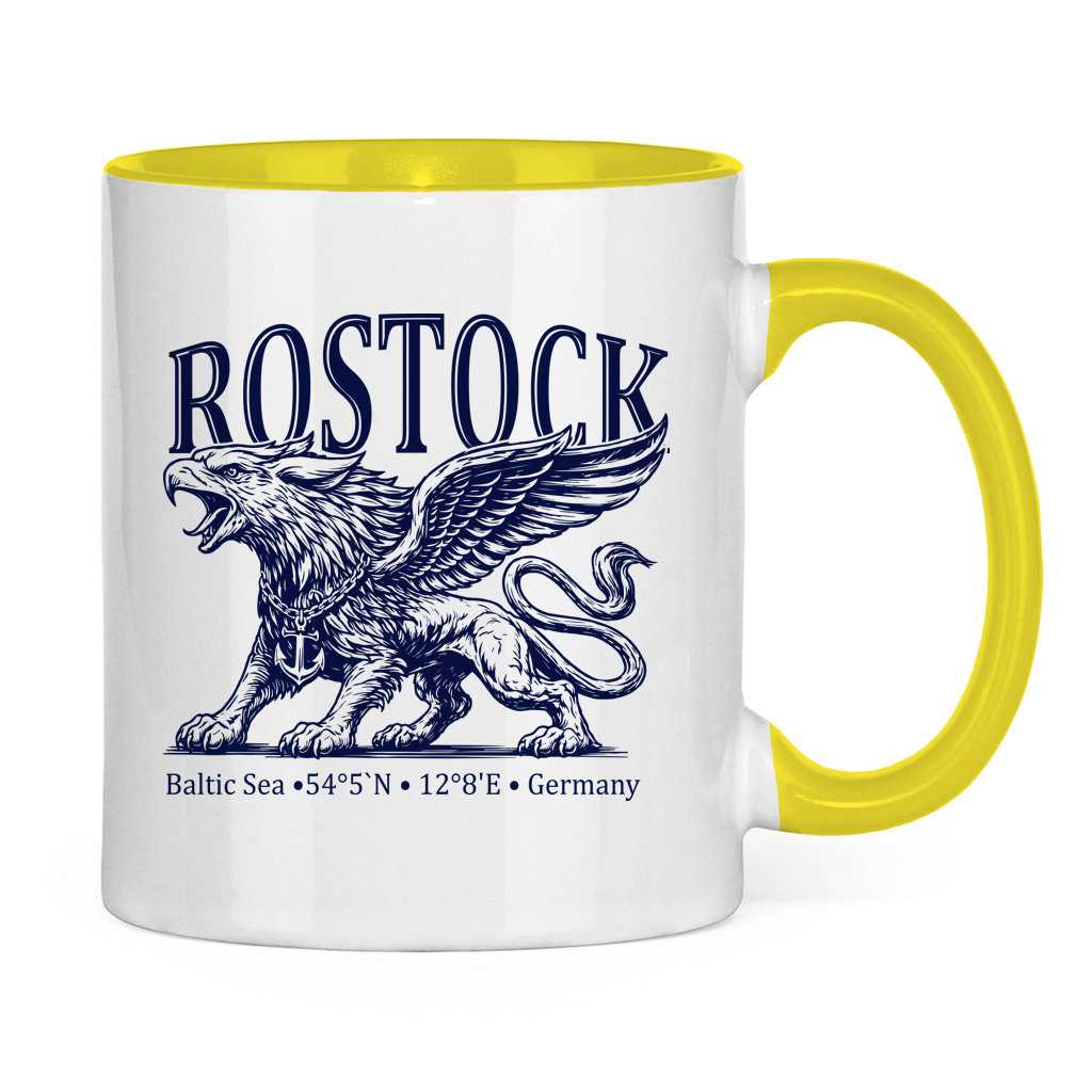 Keramik-Tasse zweifarbig  "Rostock-Greif" #562