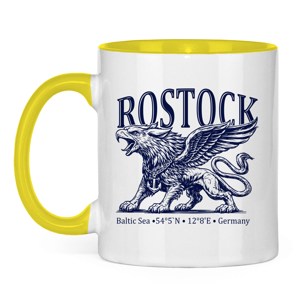 Keramik-Tasse zweifarbig  "Rostock-Greif" #562