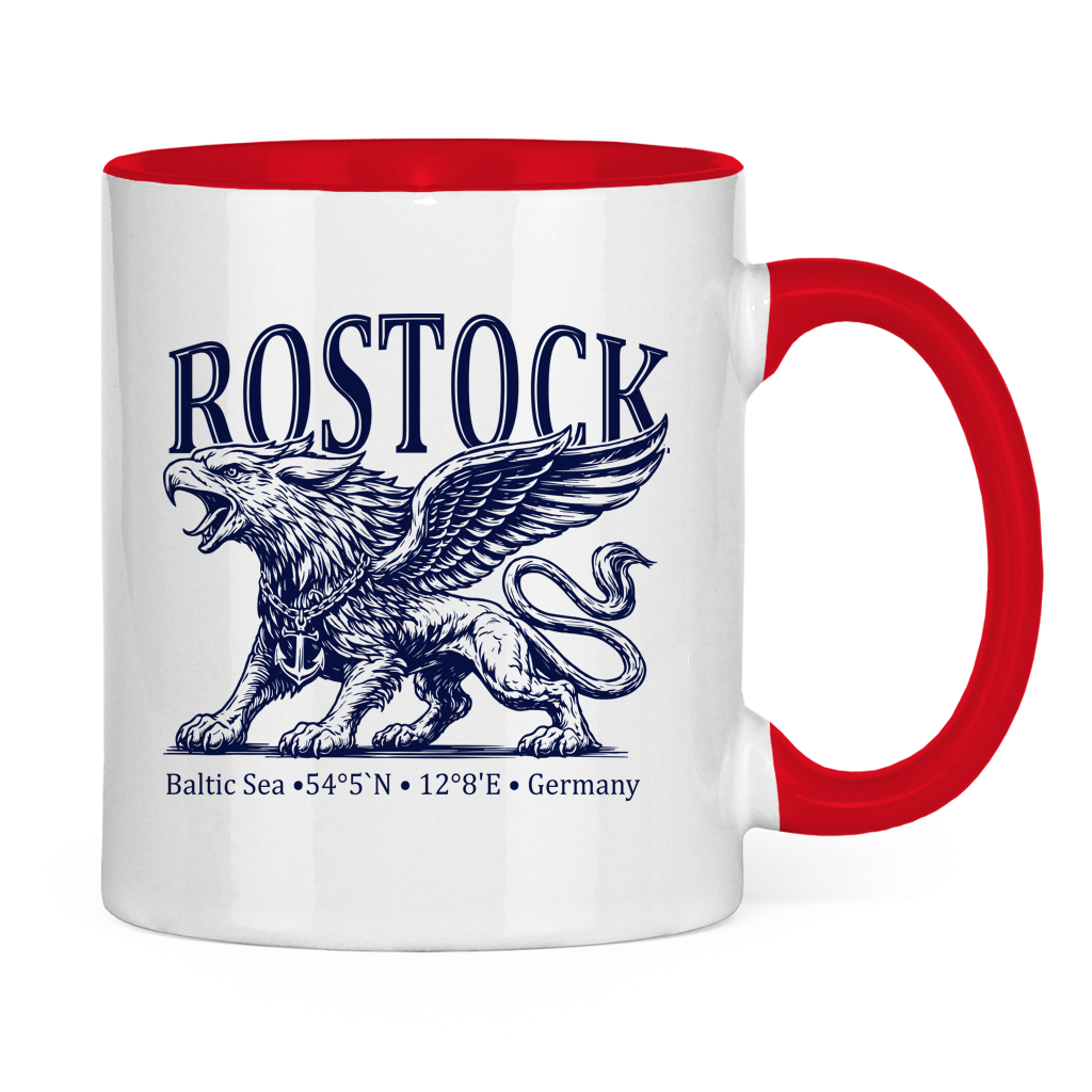 Keramik-Tasse zweifarbig  "Rostock-Greif" #562