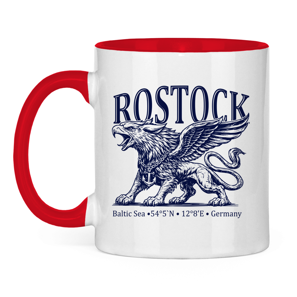Keramik-Tasse zweifarbig  "Rostock-Greif" #562