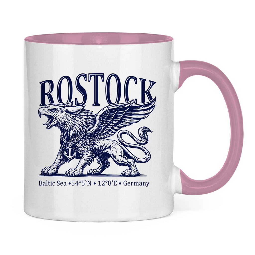 Keramik-Tasse zweifarbig  "Rostock-Greif" #562