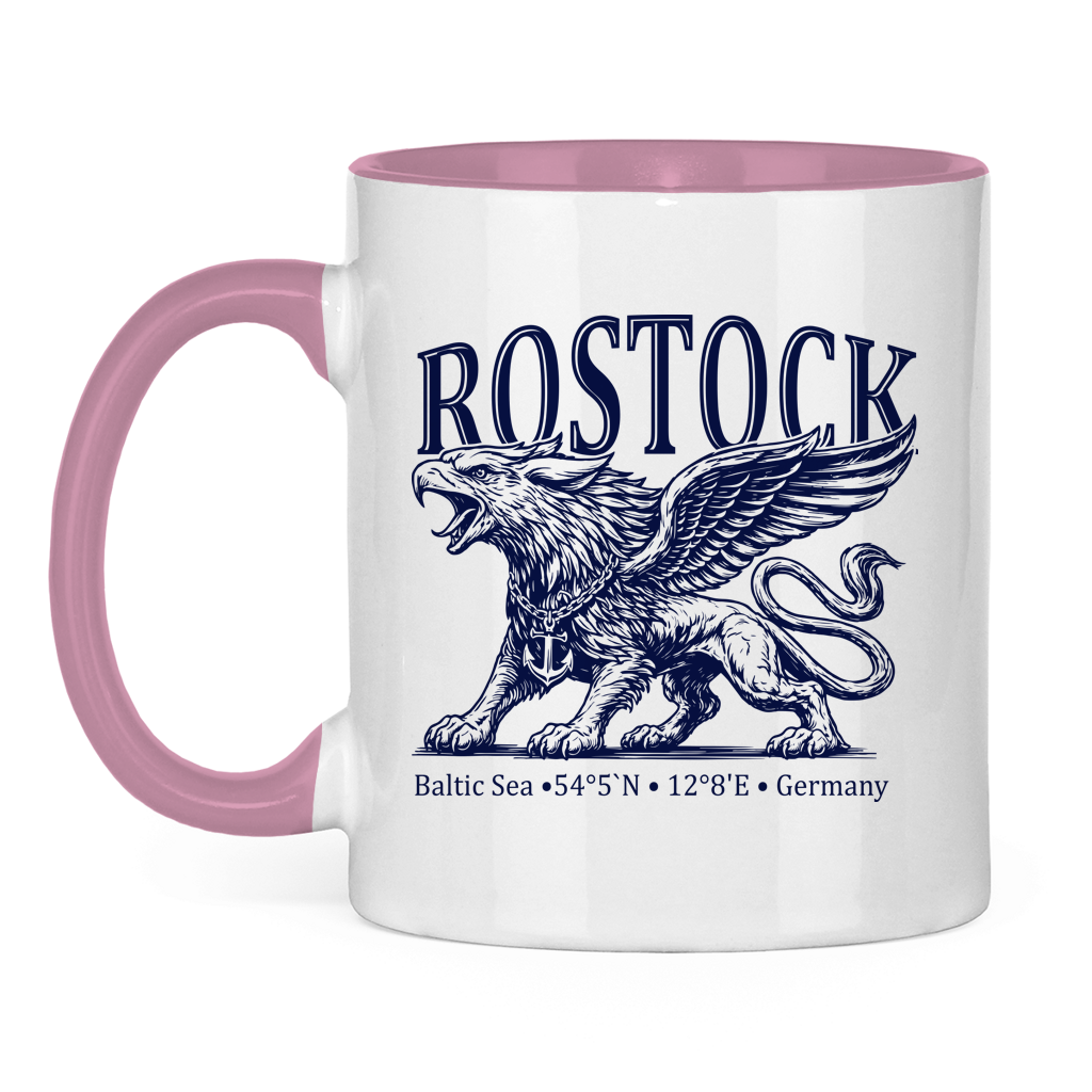 Keramik-Tasse zweifarbig  "Rostock-Greif" #562