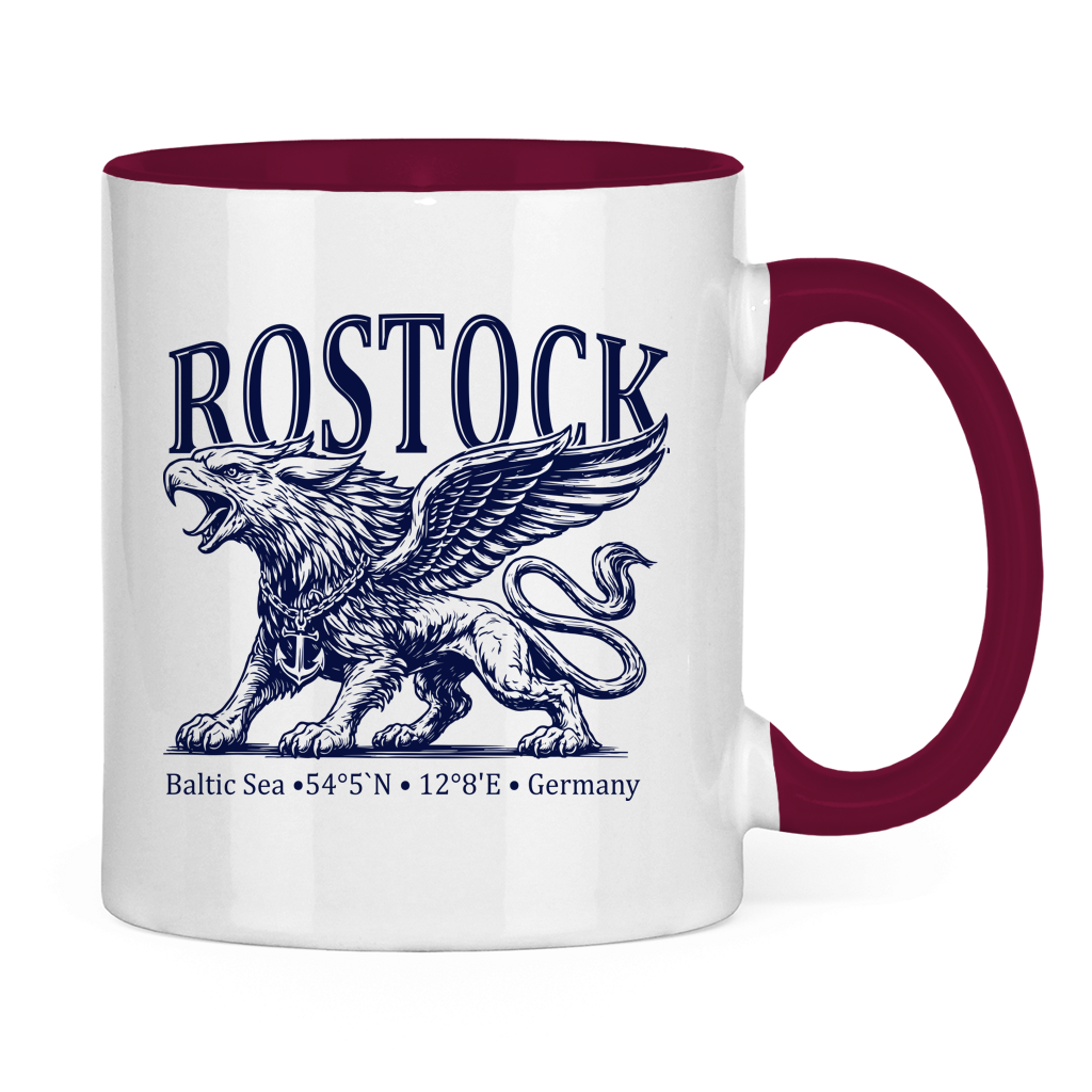 Keramik-Tasse zweifarbig  "Rostock-Greif" #562