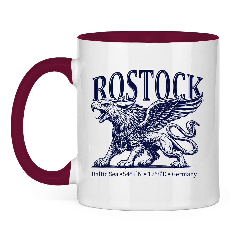 Keramik-Tasse zweifarbig  "Rostock-Greif" #562