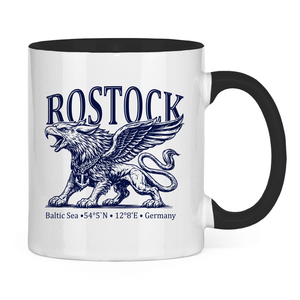 Keramik-Tasse zweifarbig  "Rostock-Greif" #562