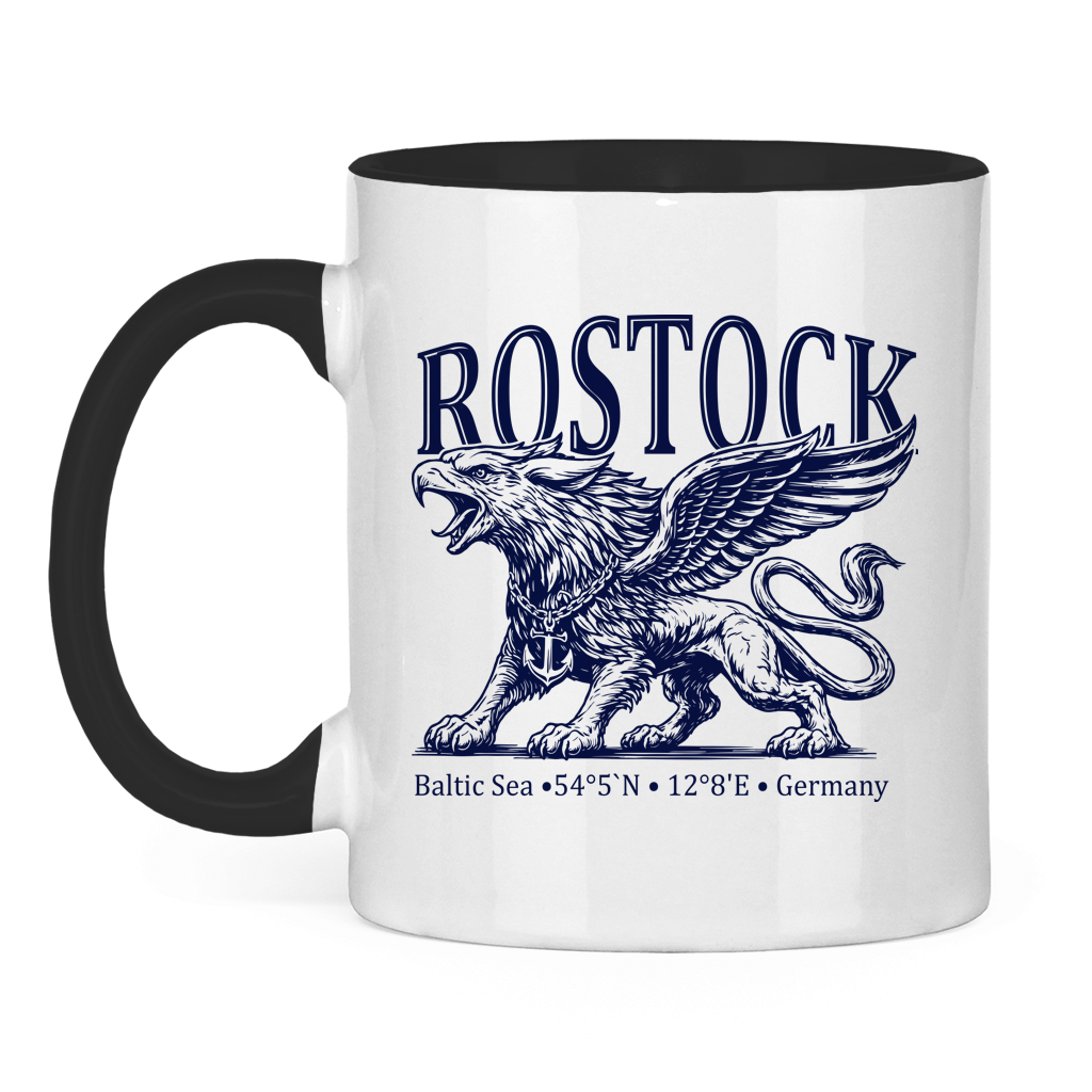 Keramik-Tasse zweifarbig  "Rostock-Greif" #562