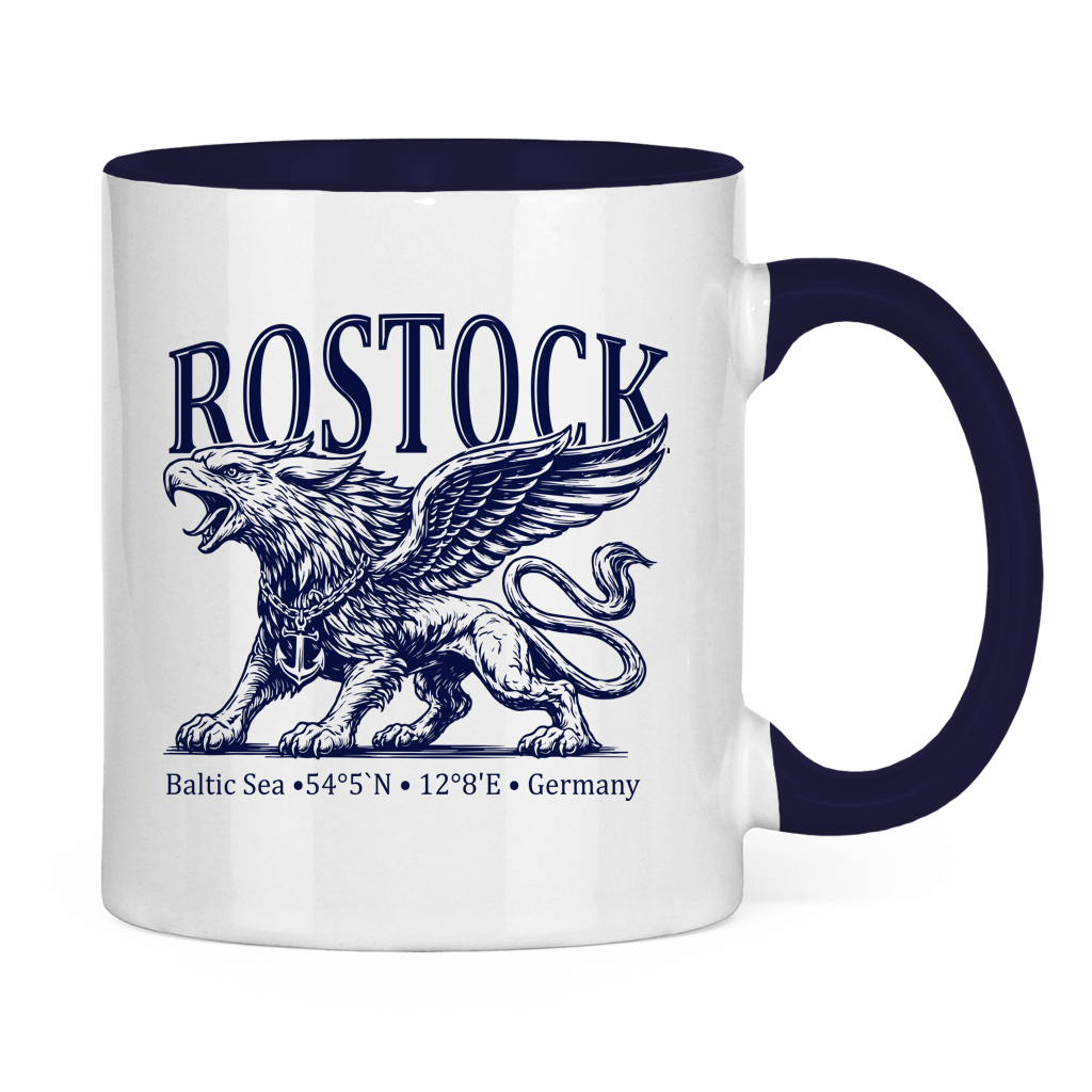 Keramik-Tasse zweifarbig  "Rostock-Greif" #562