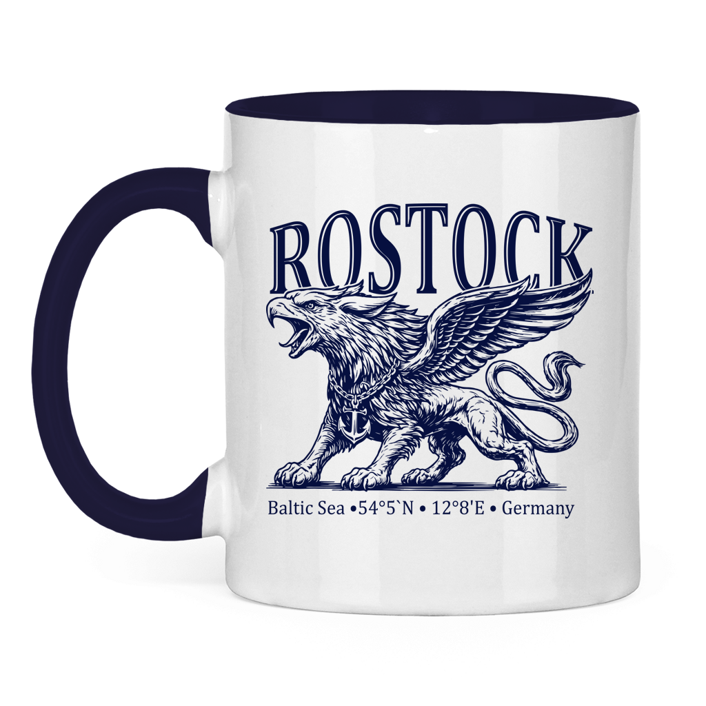 Keramik-Tasse zweifarbig  "Rostock-Greif" #562